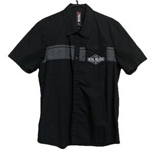 Metal Mulisha L Short‎ Sleeve Button Up Mechanic Shirt RN120953 CA32350 Men's